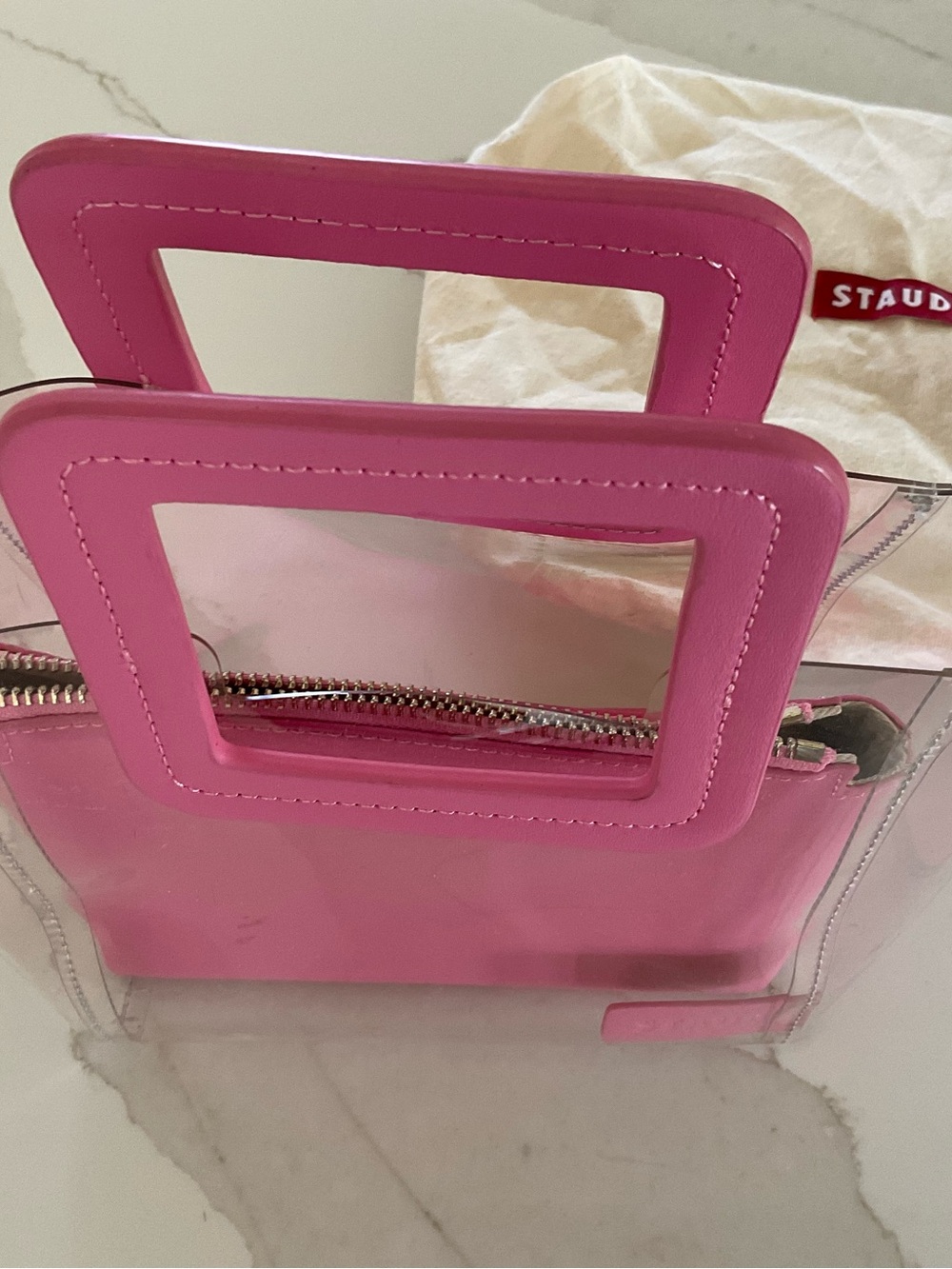 STAUD Pink Clear PVC Mini Tote with Pink Insert